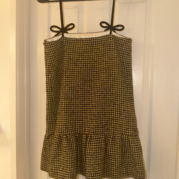 Ganni Houndstooth Mini Dress with Black Bow Straps - Picture 2 of 11